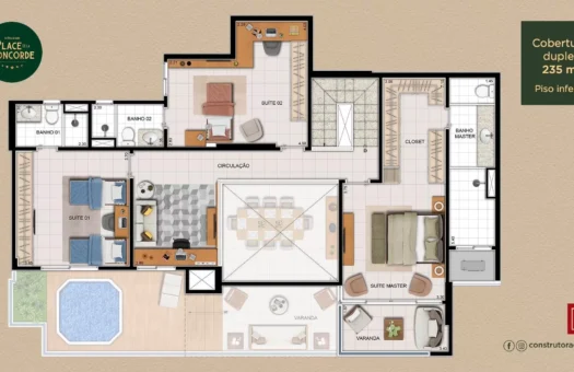 Cobertura Duplex de 235m² no Place de La Concorde Le Boulevard em Manaus – Luxo, Exclusividade e Sofisticação em Alto Padrão